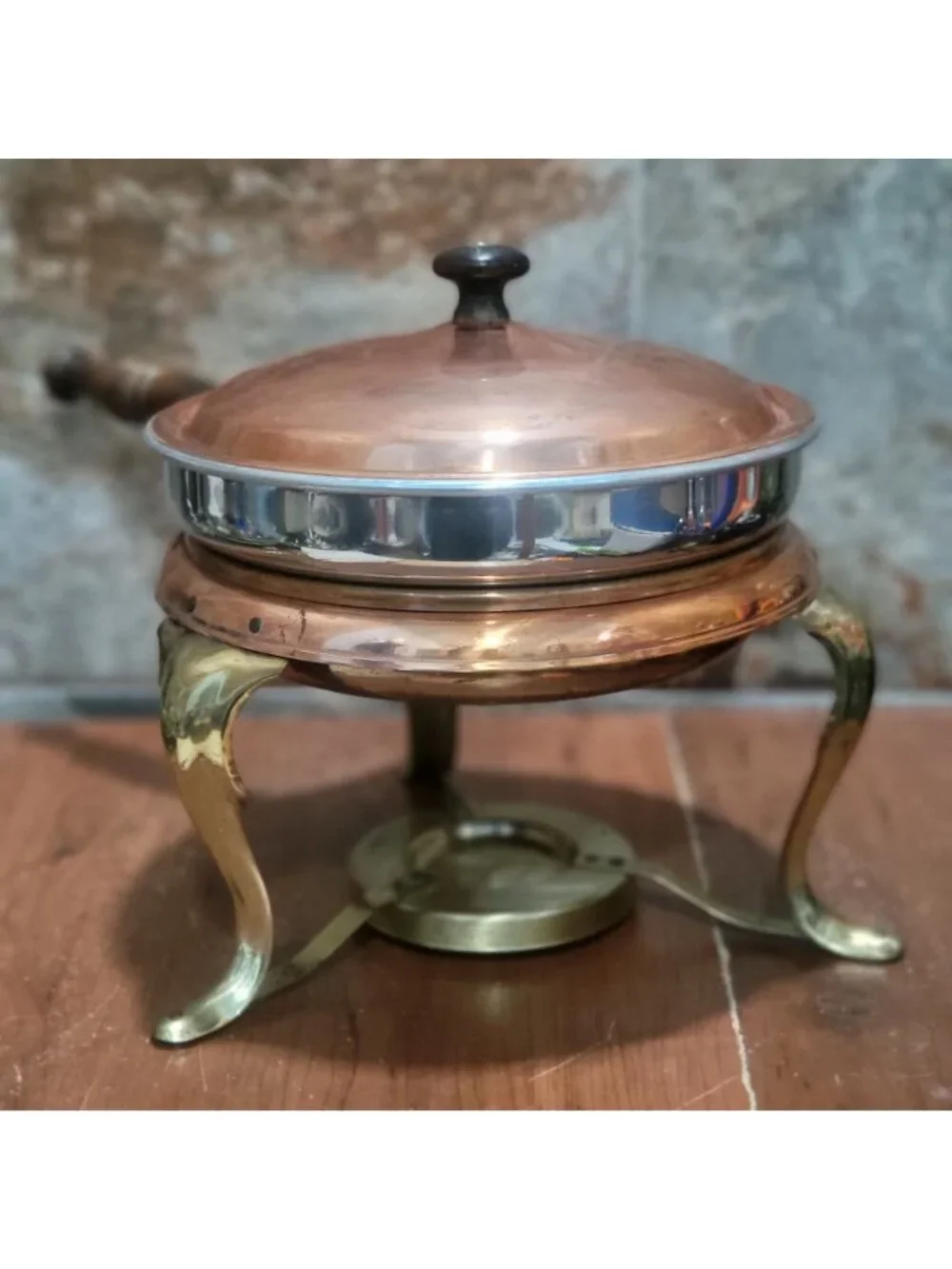 Vintage Copper Brass Chafing Pan Buffet Server Food Warmer